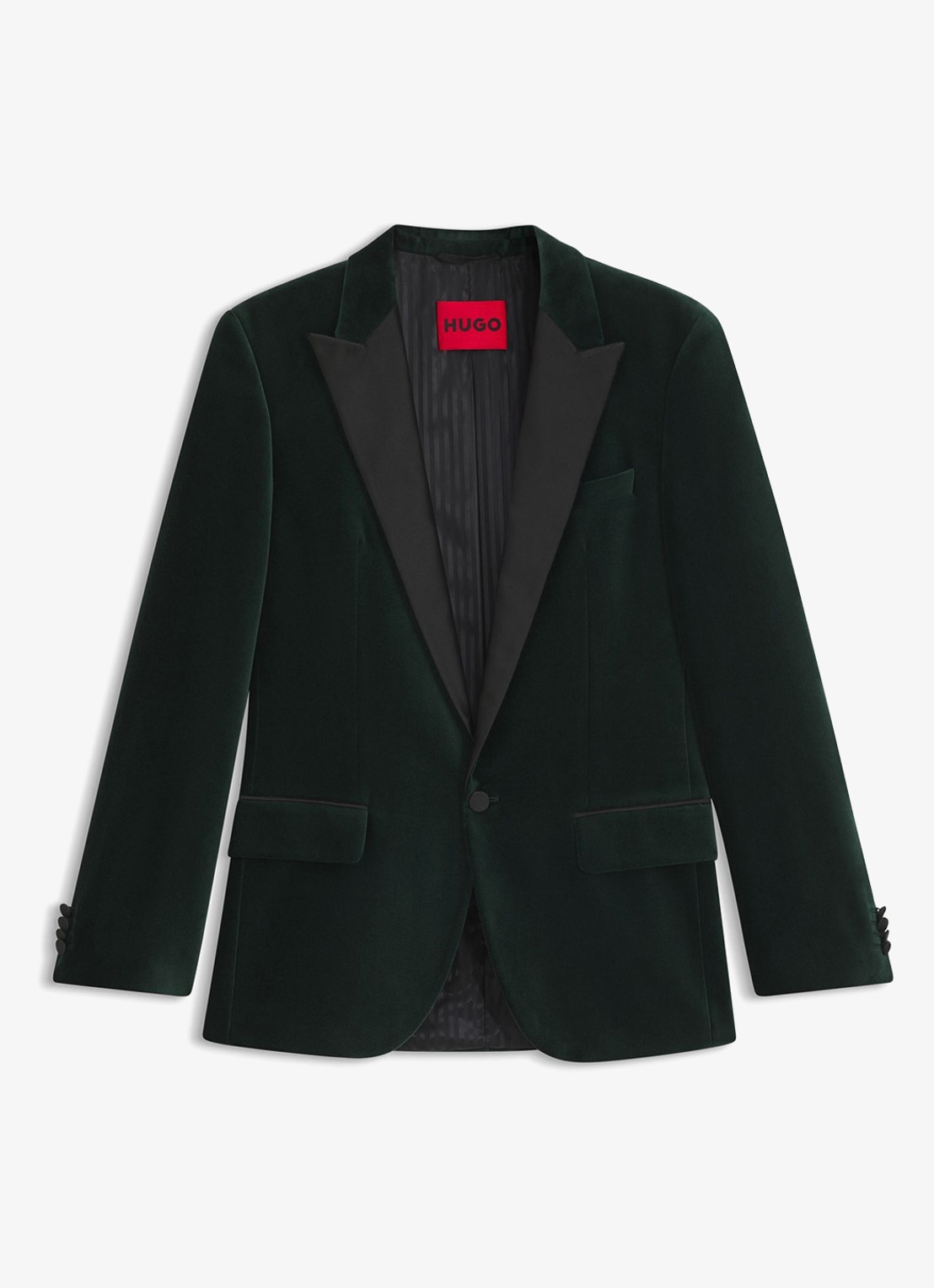 HUGO Slim fit colbert van katoen - voorkant groen