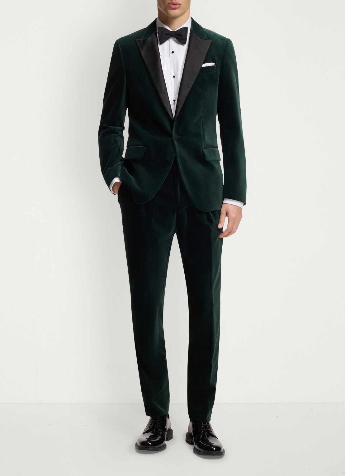 HUGO Slim fit colbert van katoen - voorkant 2 groen