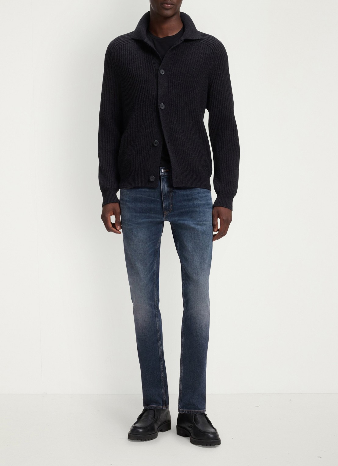 HUGO Slim fit jeans met donkere wassing - voorkant 6 middenblauw
