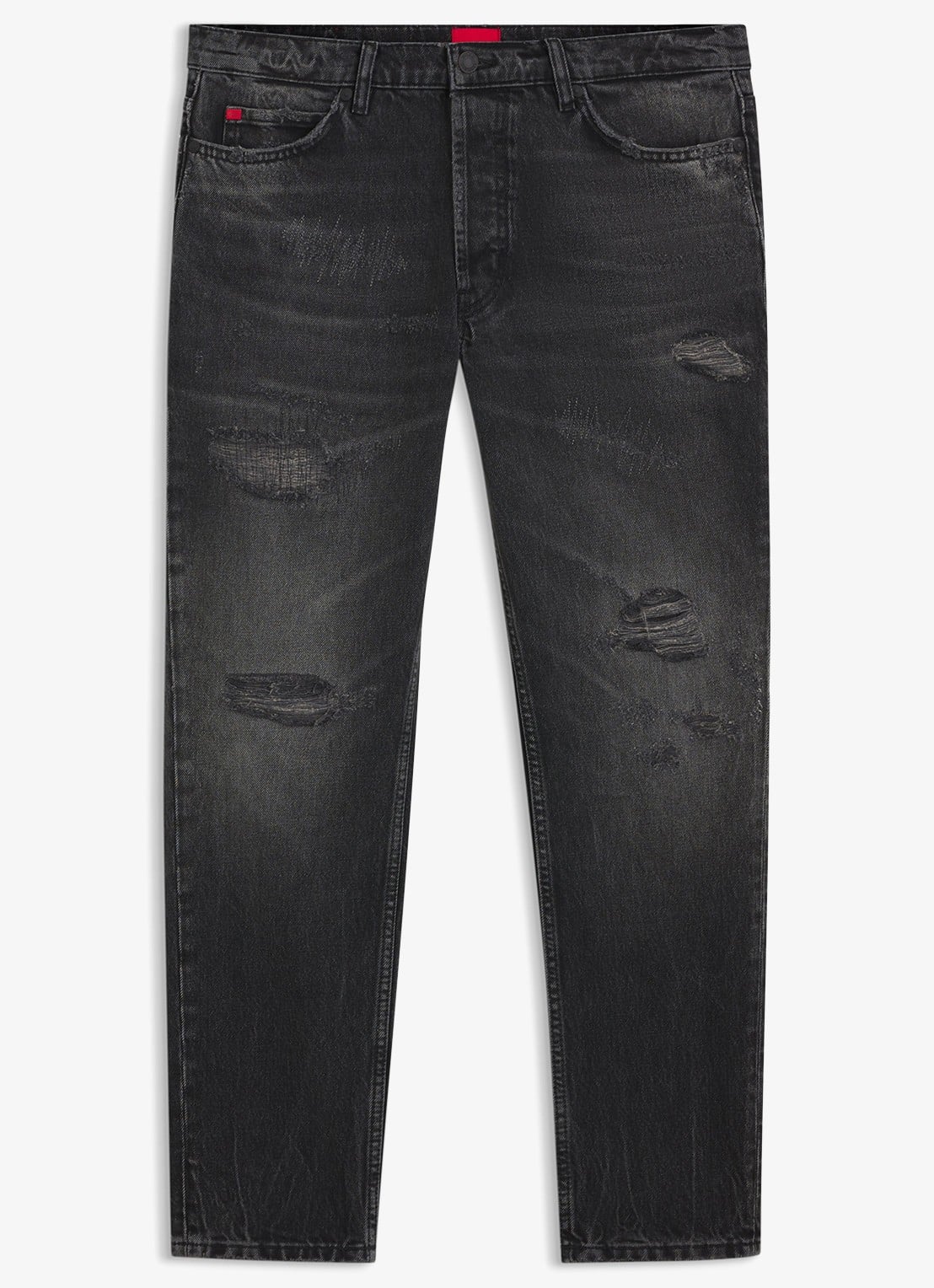 HUGO Slim fit jeans met gekleurde wassing - voorkant zwart