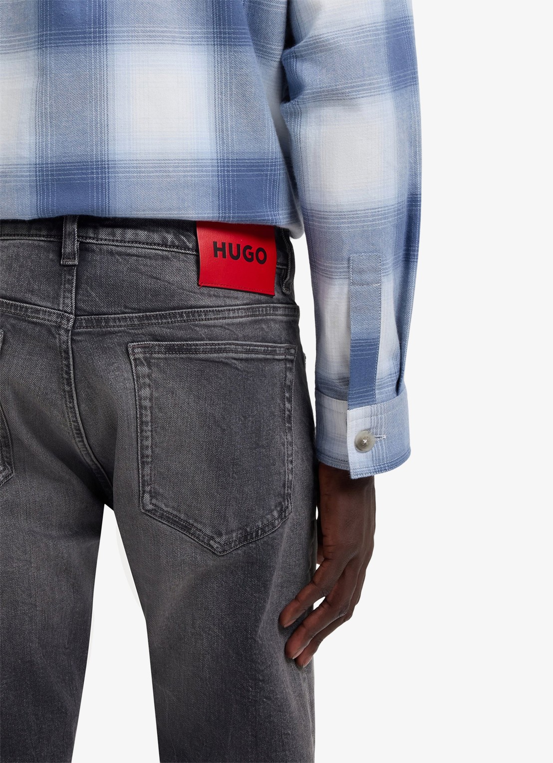 HUGO Slim fit jeans met gekleurde wassing - detail 5 grijs