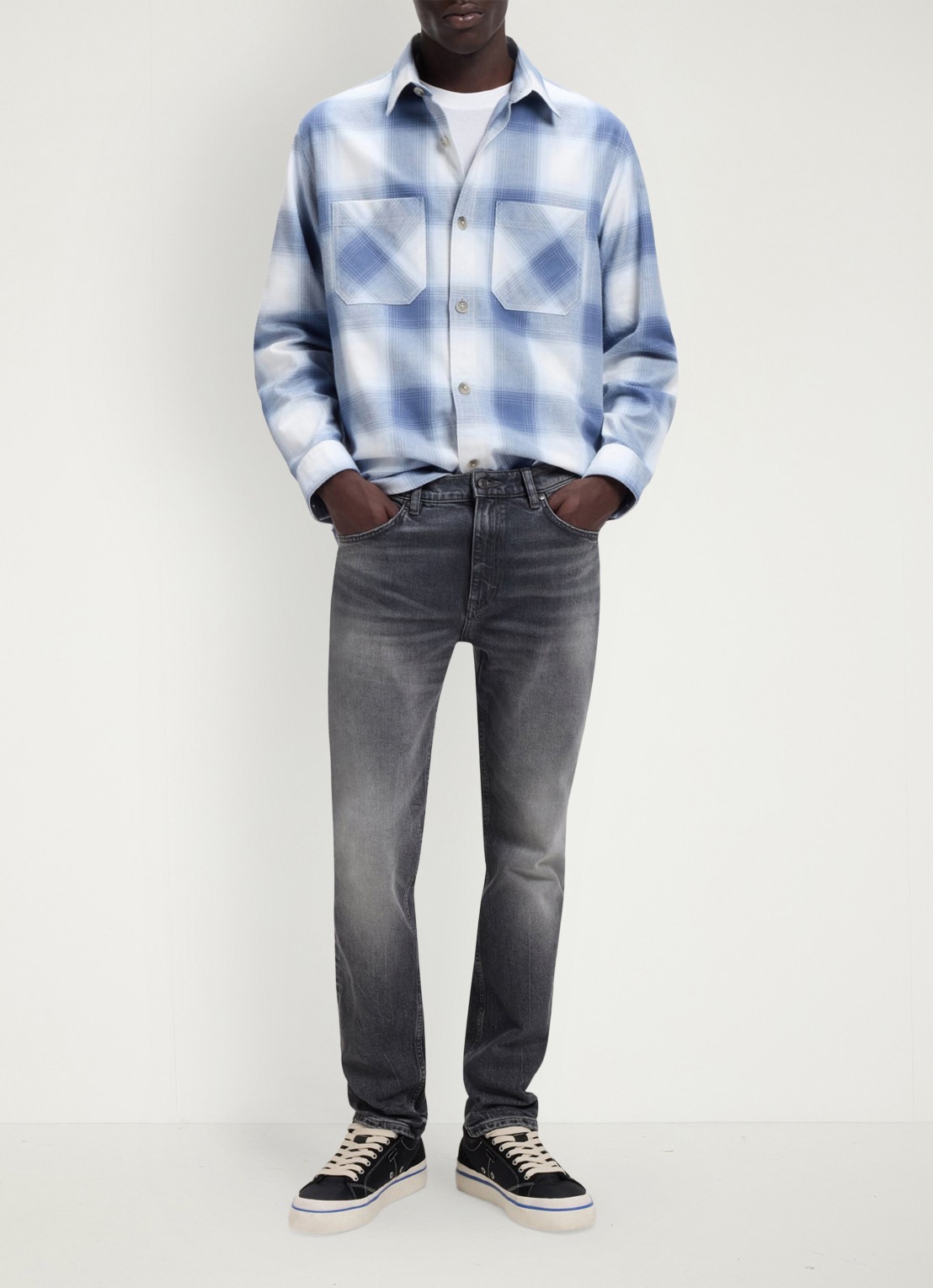 HUGO Slim fit jeans met gekleurde wassing - voorkant 3 grijs