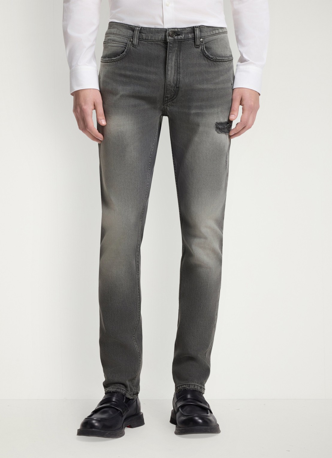 HUGO Slim fit jeans met gekleurde wassing - detail 3 grijs