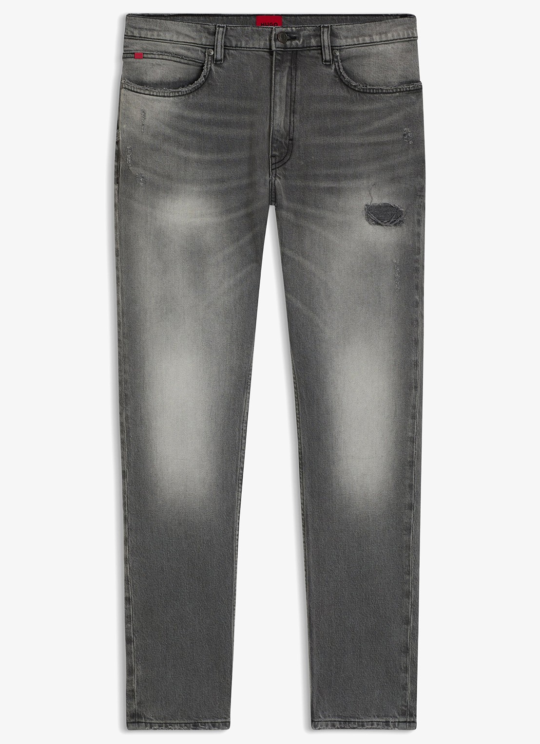 HUGO Slim fit jeans met gekleurde wassing - voorkant grijs