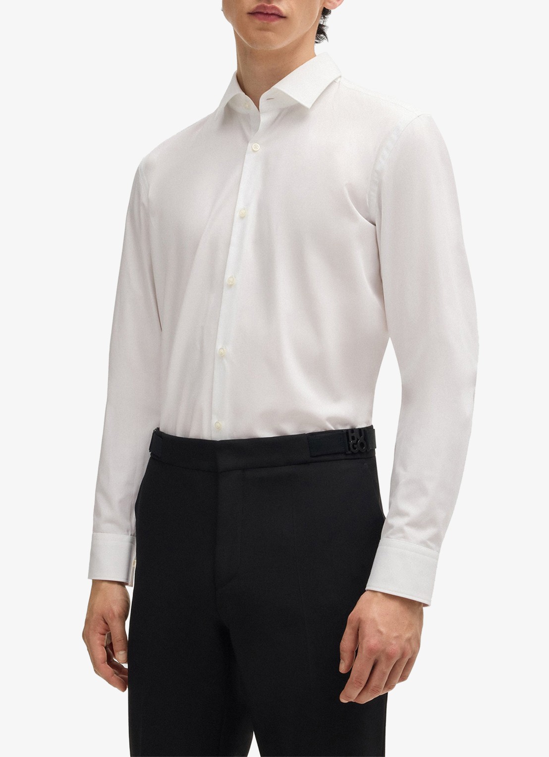 HUGO Slim-fit overhemd in een popeline van gemakkelijk te strijken katoen - detail 3 wit