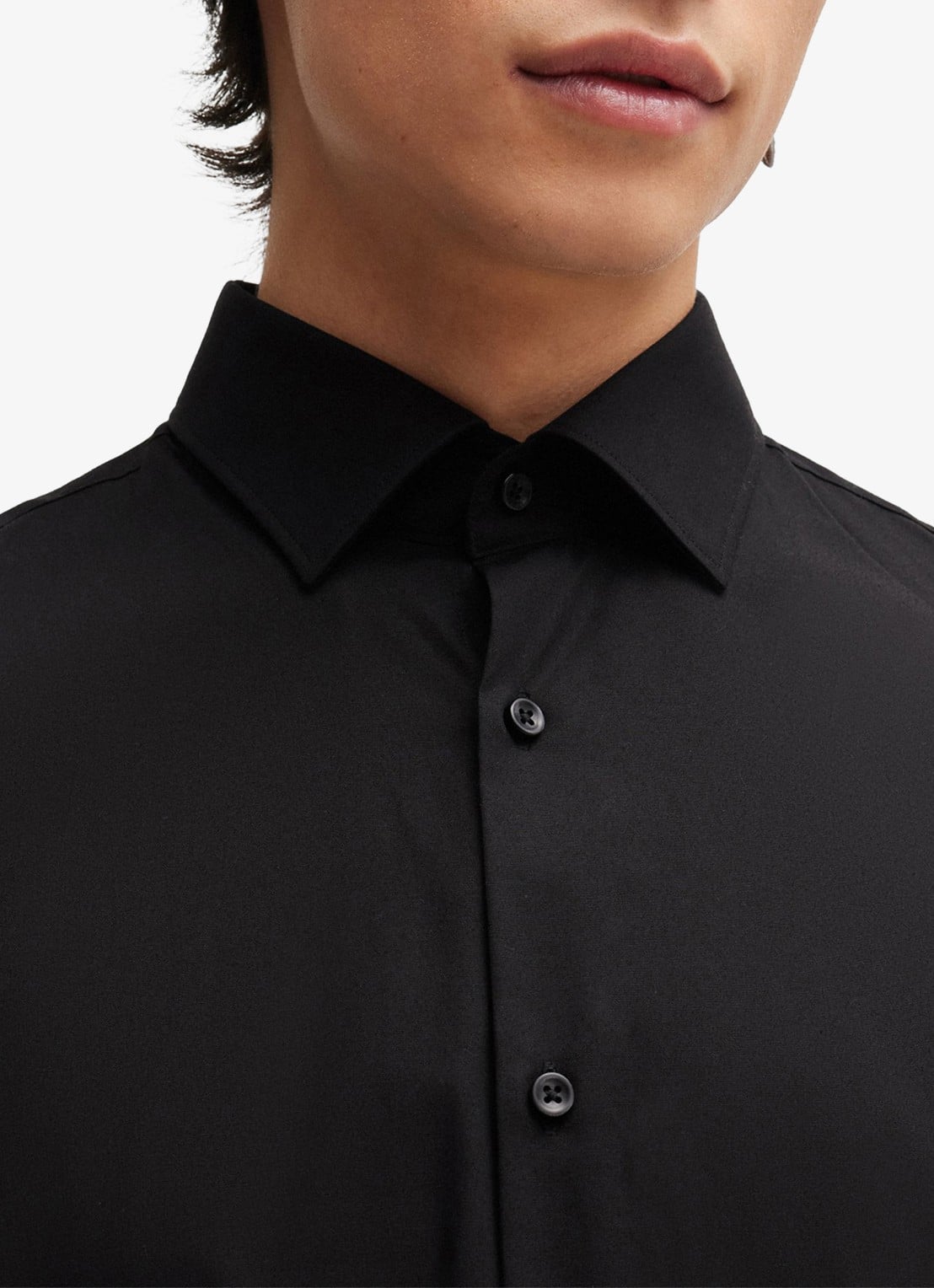 HUGO Slim-fit overhemd in een popeline van gemakkelijk te strijken katoen - detail 3 zwart