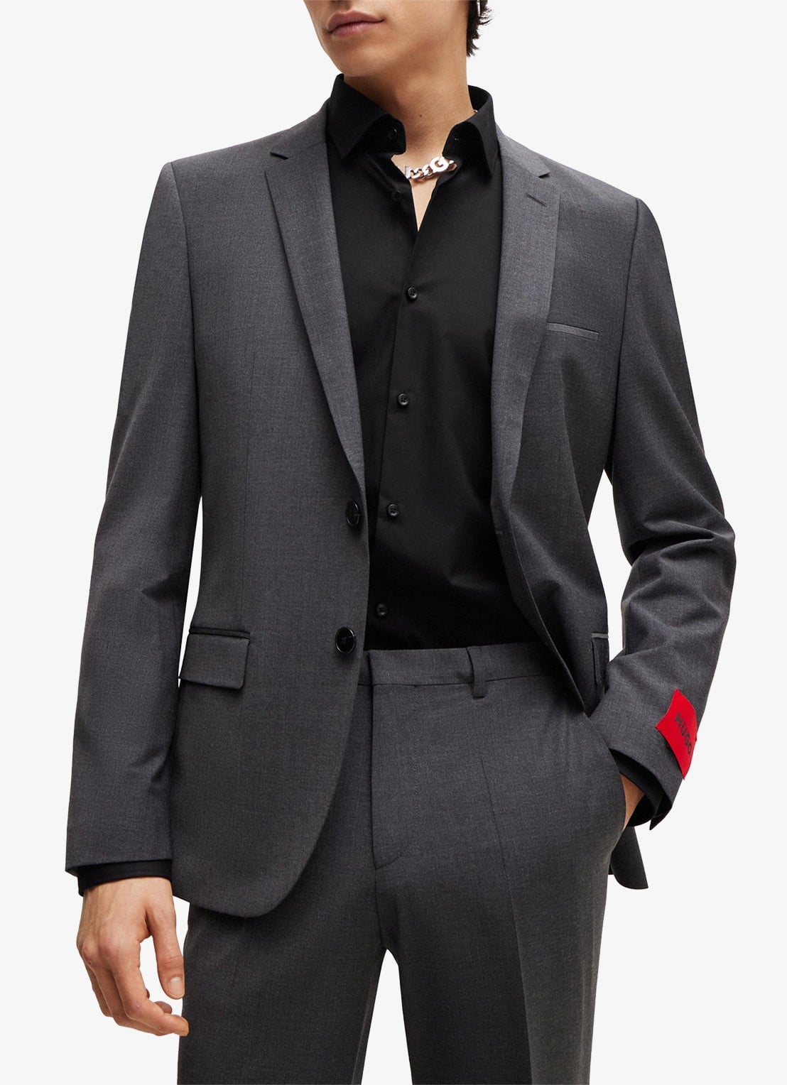 HUGO Slim-fit overhemd in een popeline van gemakkelijk te strijken katoen - detail 4 zwart