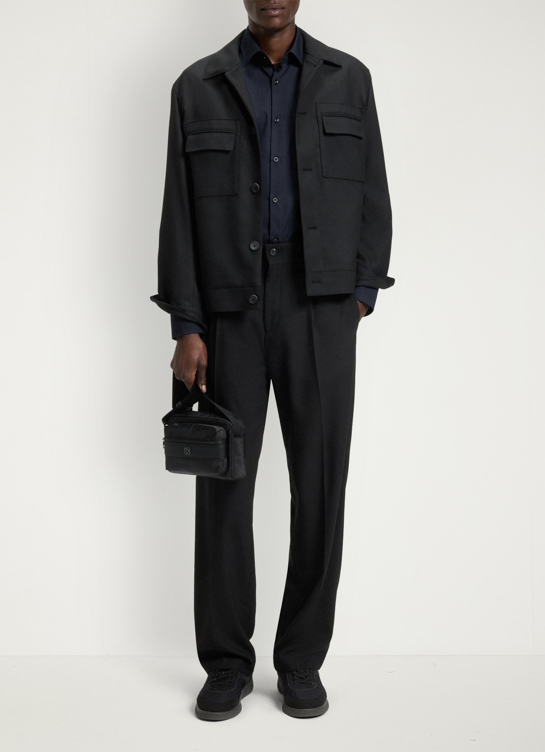 HUGO Slim-fit overhemd in een popeline van gemakkelijk te strijken katoen - voorkant 3 navy-413 / blauw