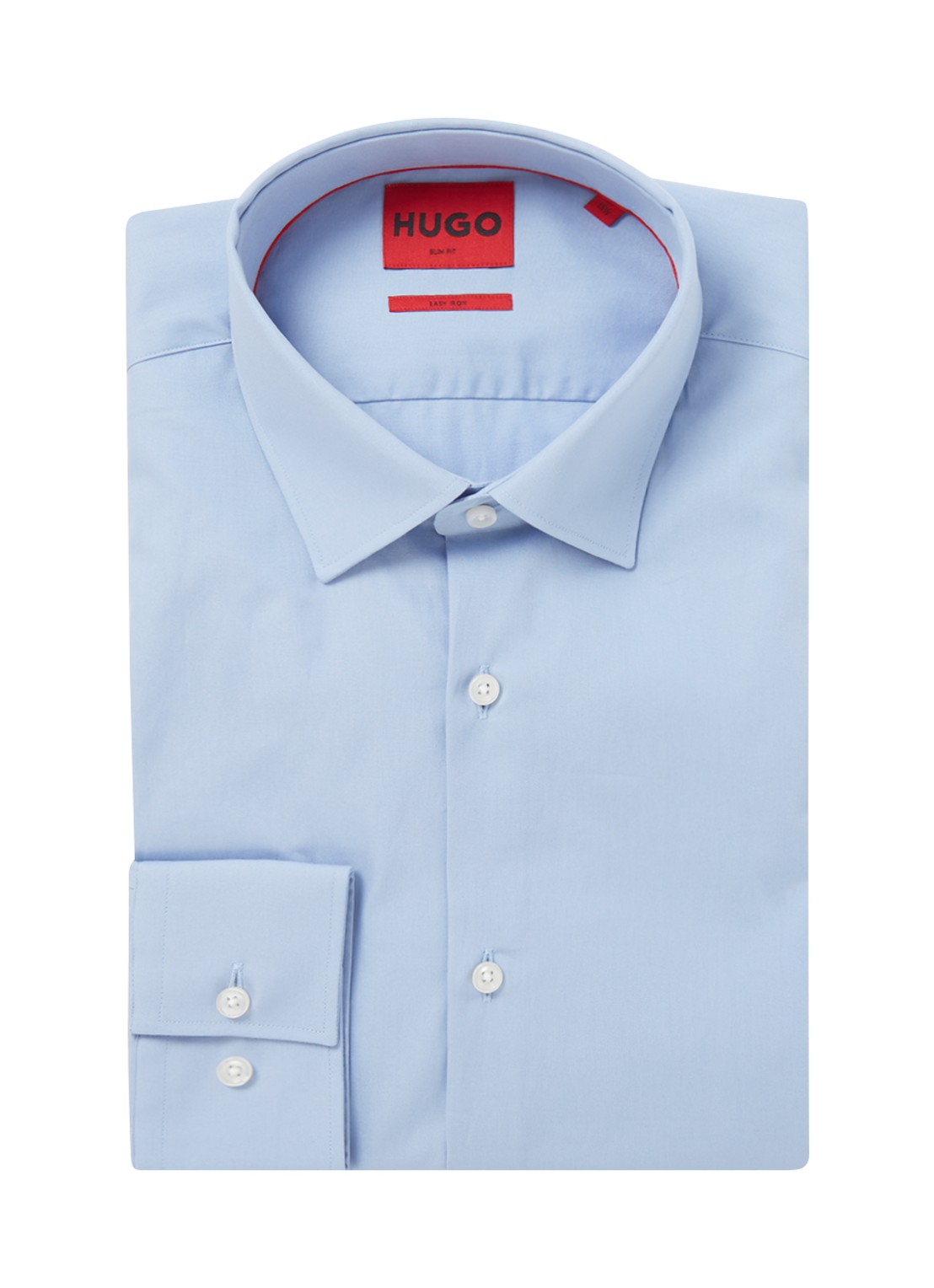 HUGO Slim-fit overhemd in een popeline van gemakkelijk te strijken katoen - voorkant lichtblauw