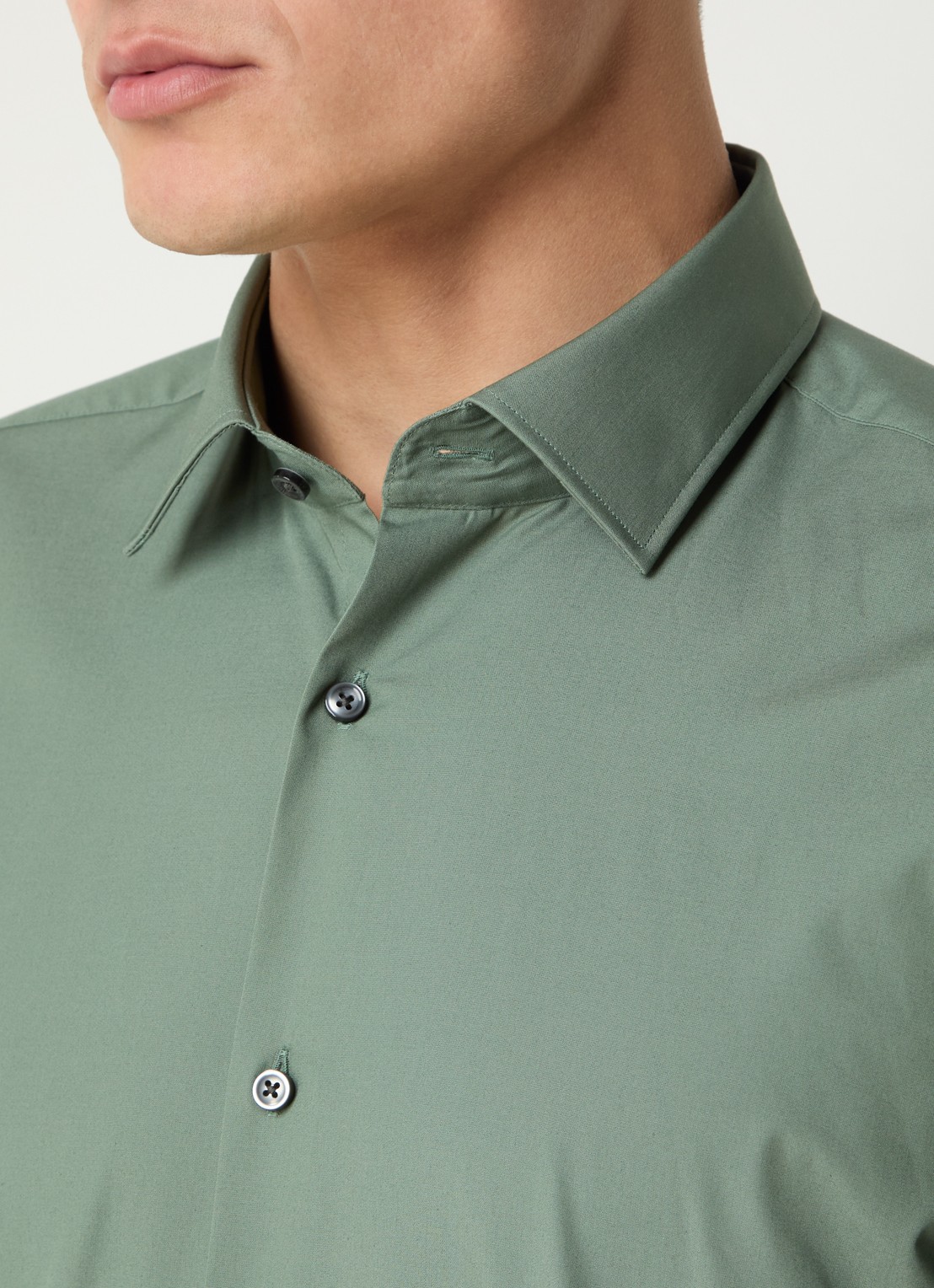 HUGO Slim-fit overhemd in een popeline van gemakkelijk te strijken katoen - detail 5 olijfgroen