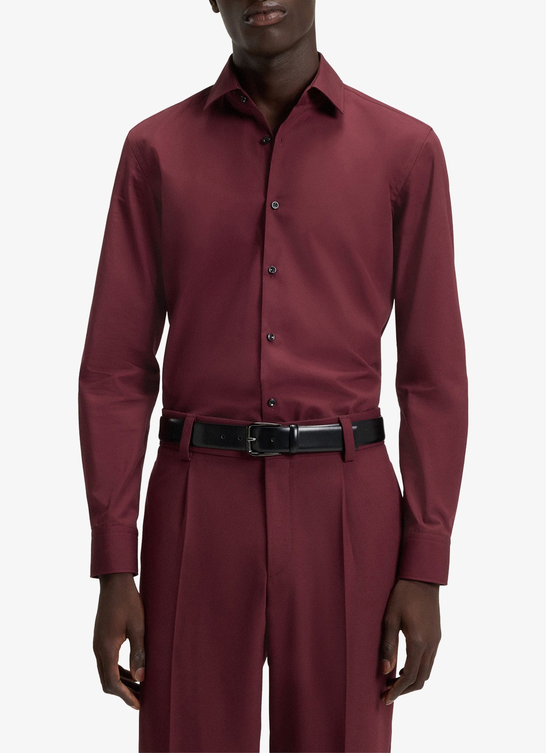 HUGO Slim-fit overhemd in een popeline van gemakkelijk te strijken katoen - detail 4 dark red-602 / rood