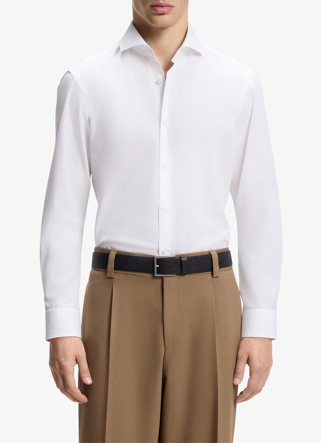 HUGO Slim-fit overhemd van katoen met gespreide kraag - detail 4 wit