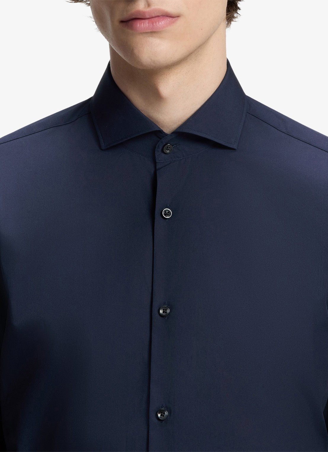 HUGO Slim-fit overhemd van katoen met gespreide kraag - detail 5 donkerblauw
