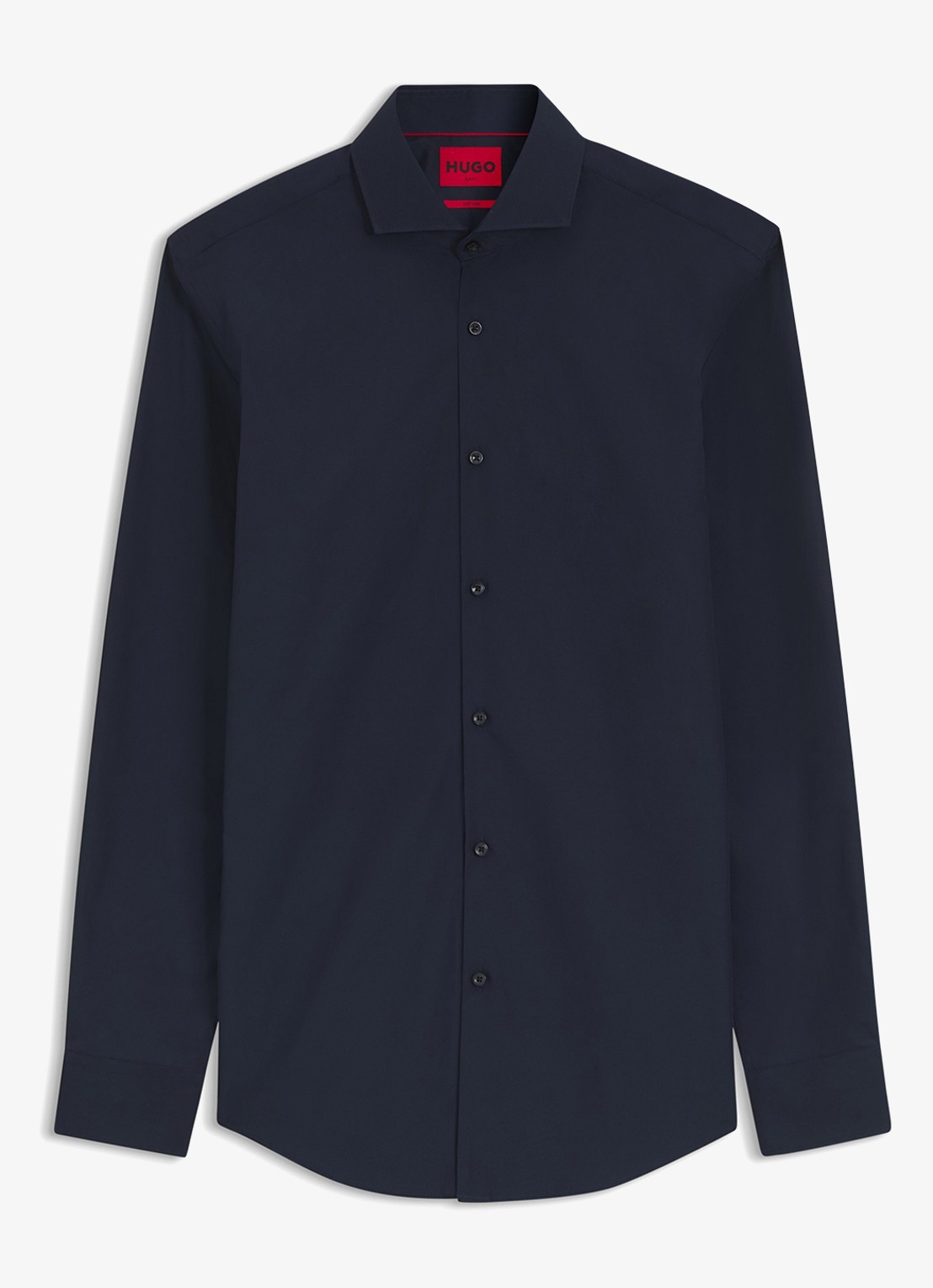 HUGO Slim-fit overhemd van katoen met gespreide kraag - voorkant donkerblauw
