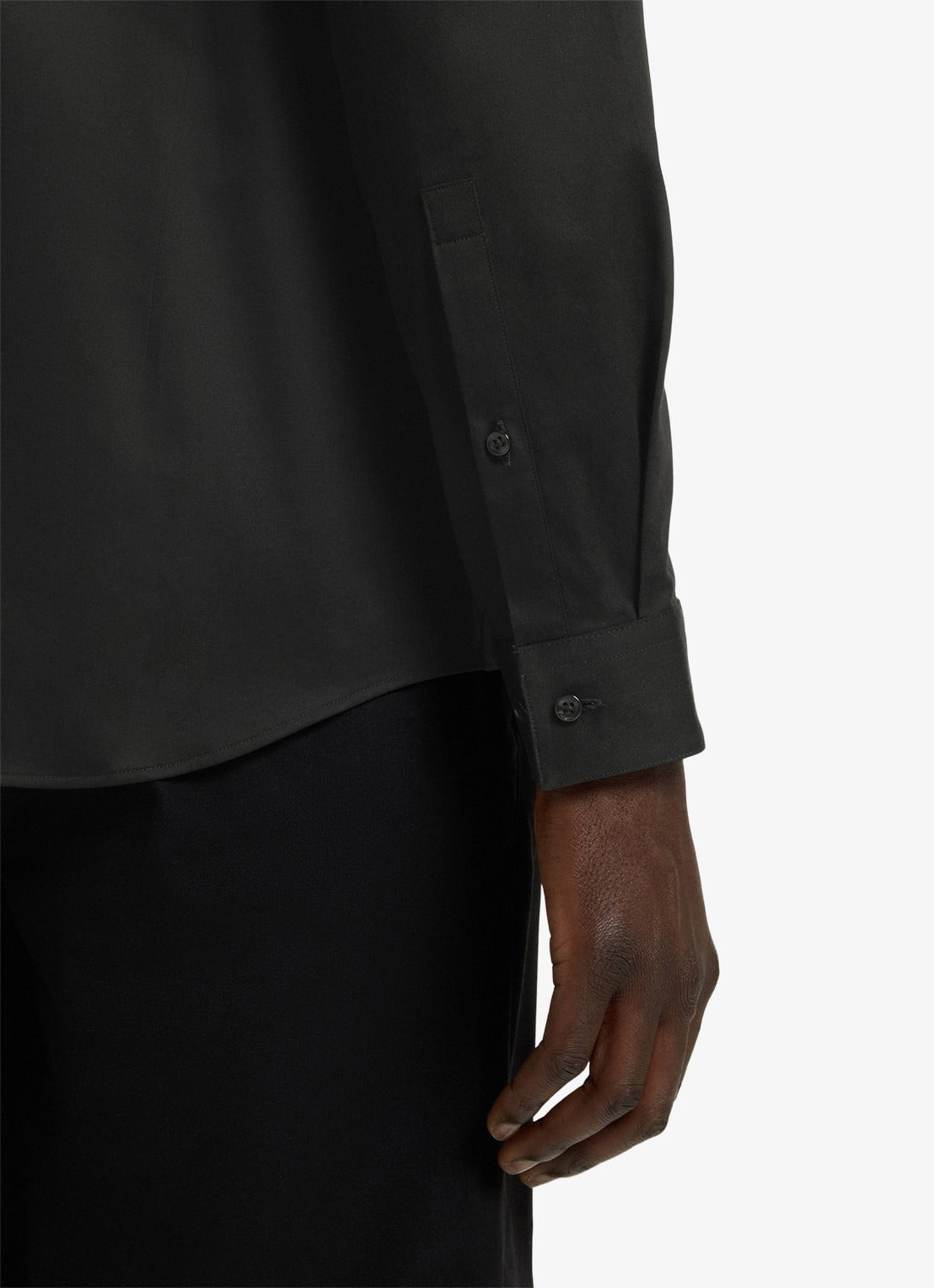 HUGO Slim-fit overhemd van stretchkatoen met opstaande kraag - detail 4 zwart