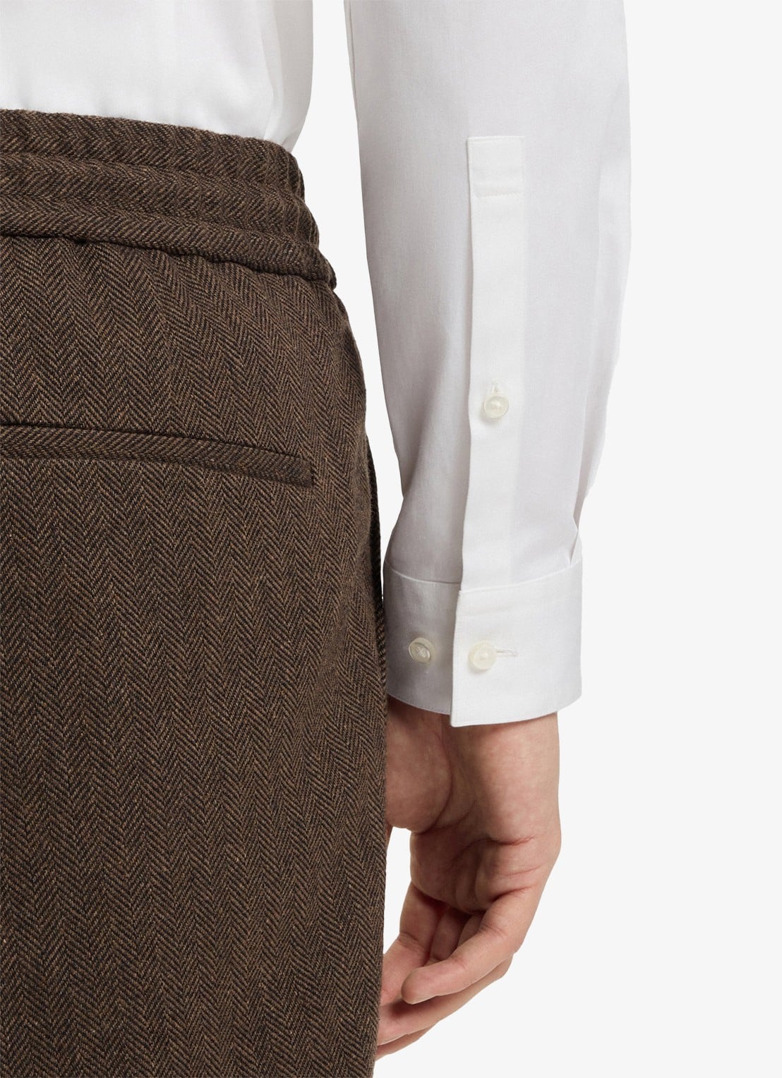 HUGO Slim-fit overhemd van stretchkatoen met opstaande kraag - detail 4 wit