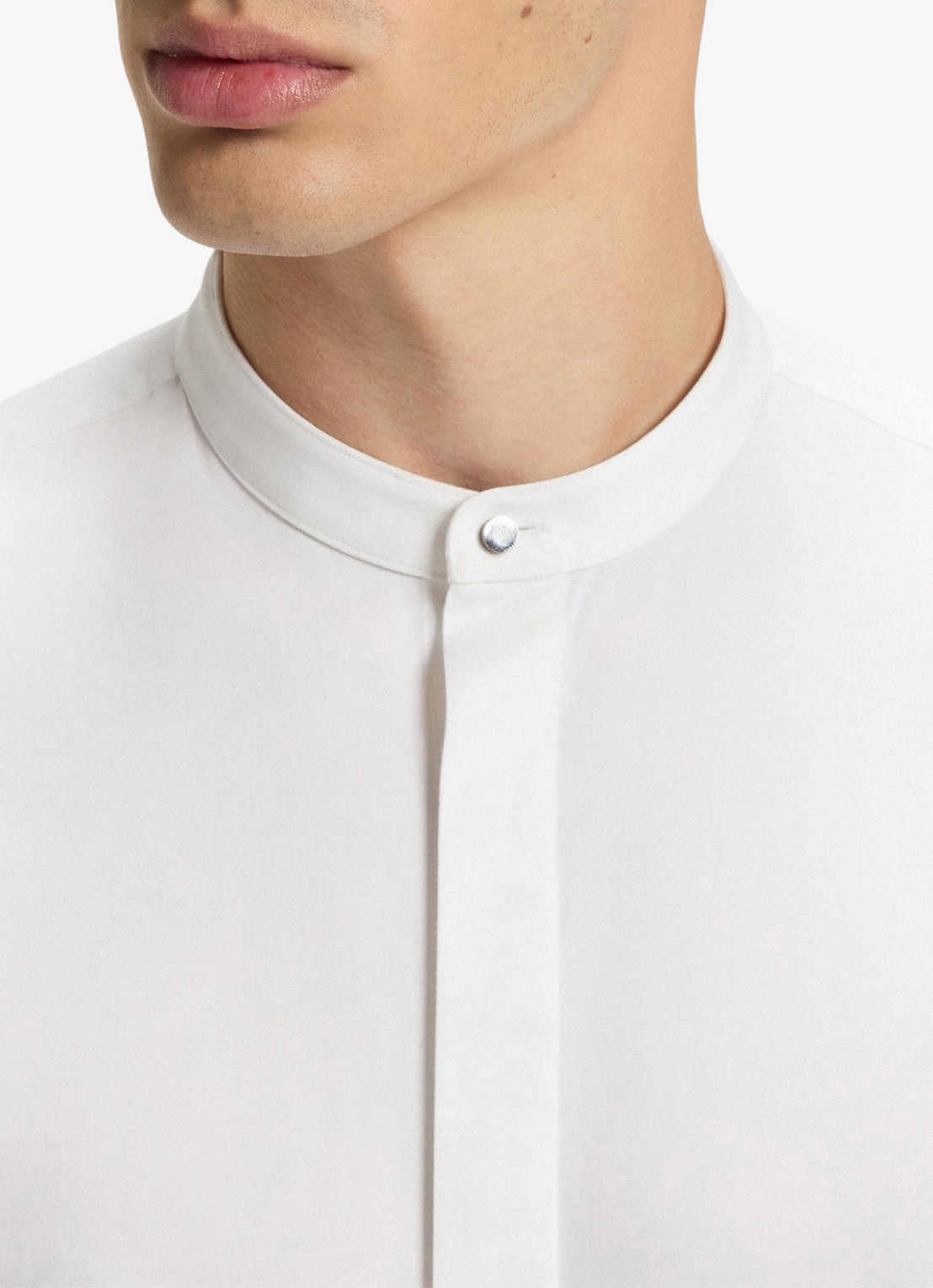 HUGO Slim-fit overhemd van stretchkatoen met opstaande kraag - detail 5 wit