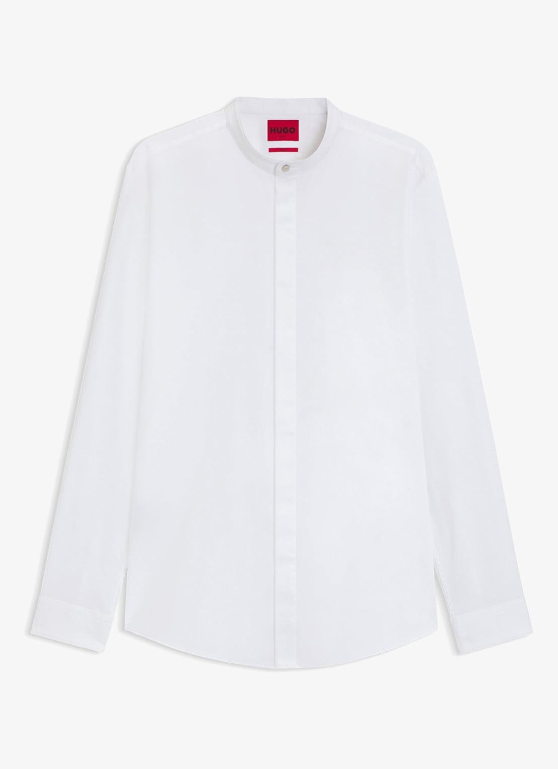 HUGO Slim-fit overhemd van stretchkatoen met opstaande kraag - voorkant 8 wit