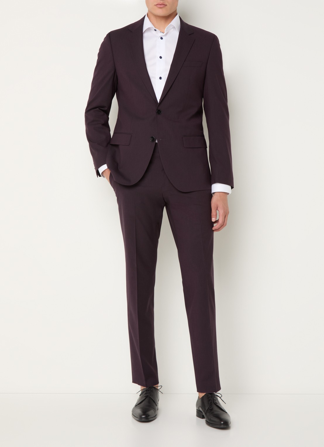 HUGO Slim-fit pak van een wolmix met hoogwaardige stretch - detail 3 aubergine