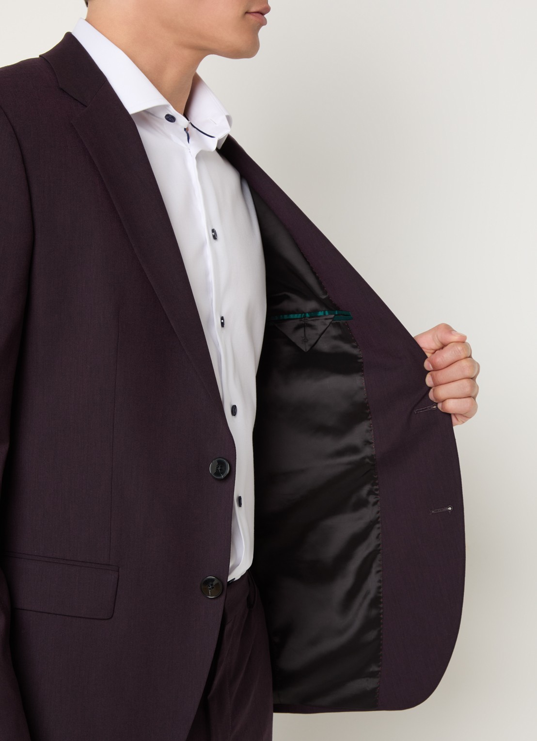 HUGO Slim-fit pak van een wolmix met hoogwaardige stretch - detail 4 aubergine