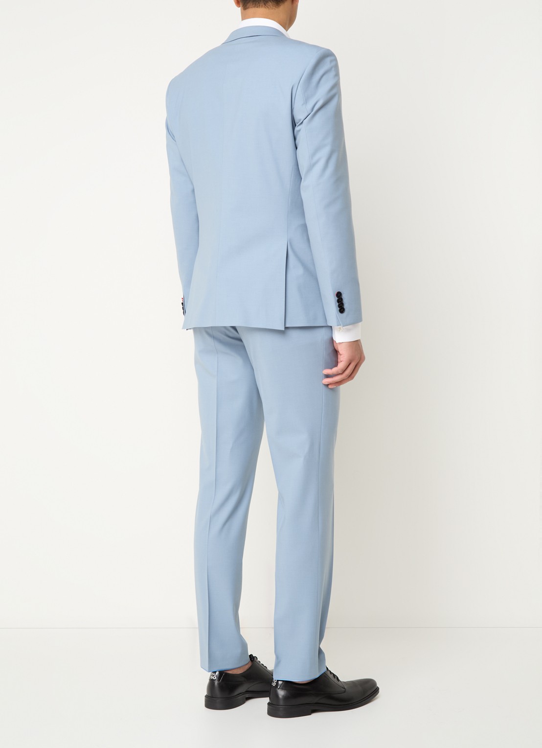 HUGO Slim-fit pak van een wolmix met hoogwaardige stretch - achterkant blauwgrijs