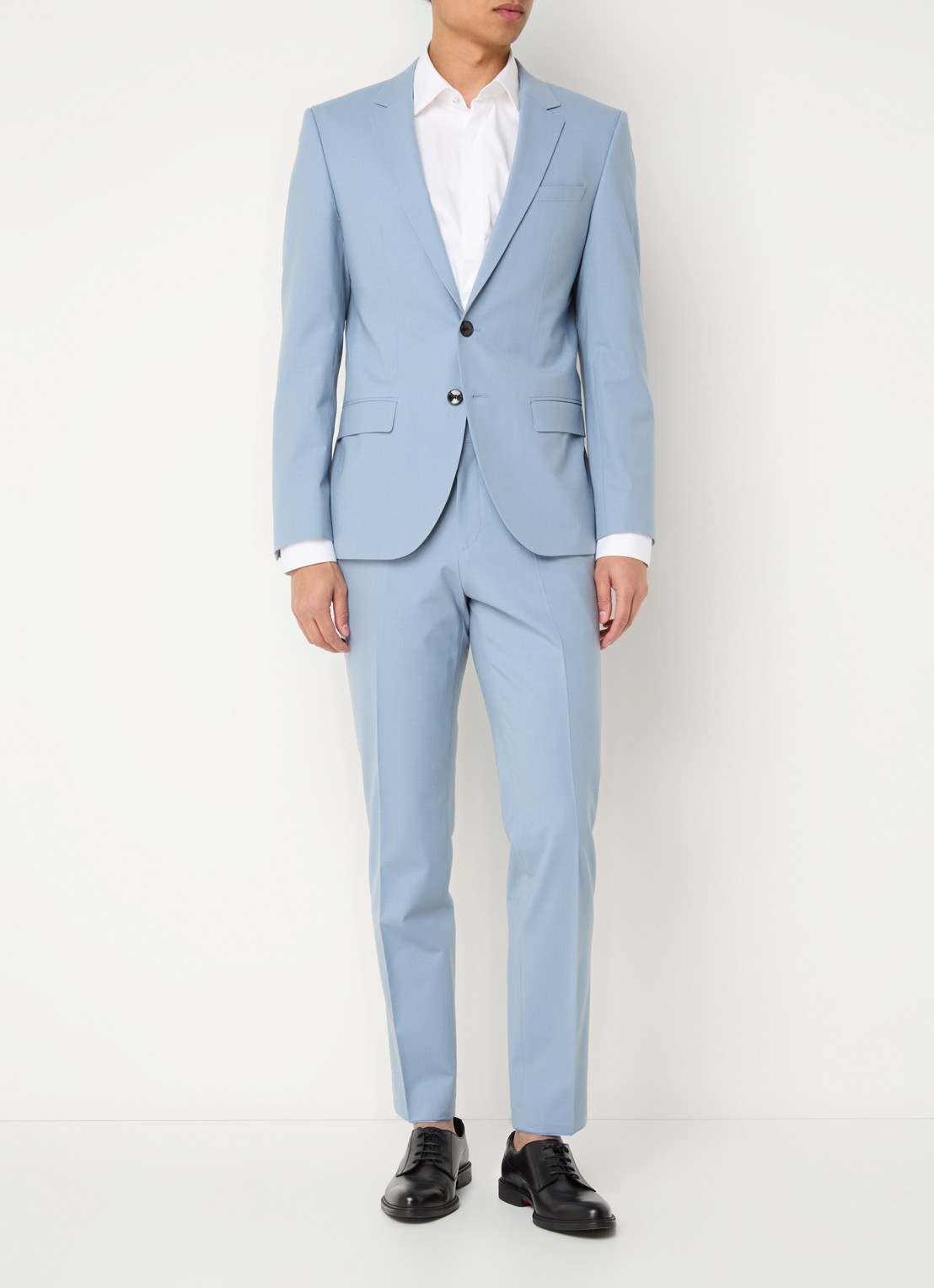HUGO Slim-fit pak van een wolmix met hoogwaardige stretch - detail 3 blauwgrijs