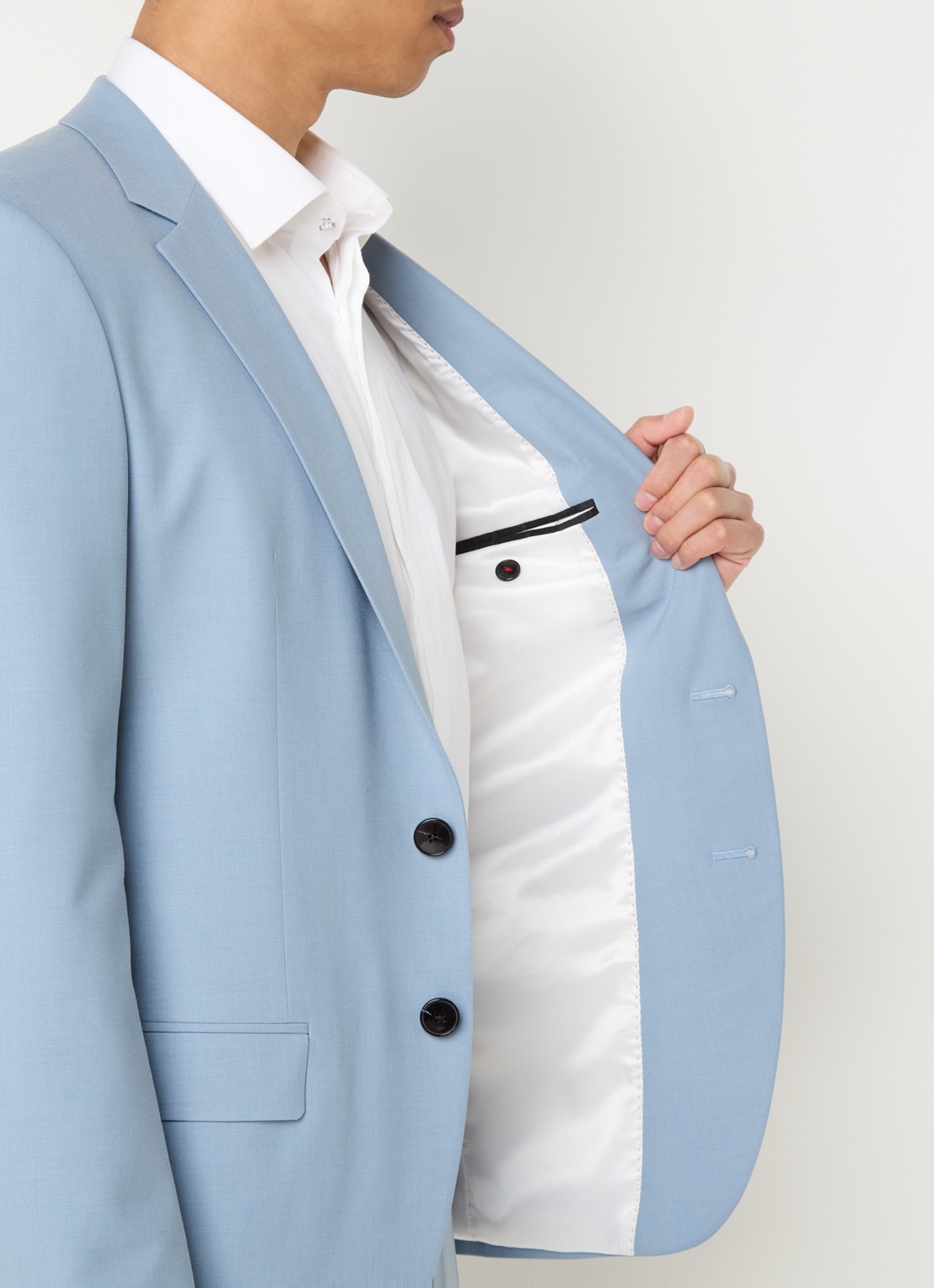 HUGO Slim-fit pak van een wolmix met hoogwaardige stretch - detail 4 blauwgrijs