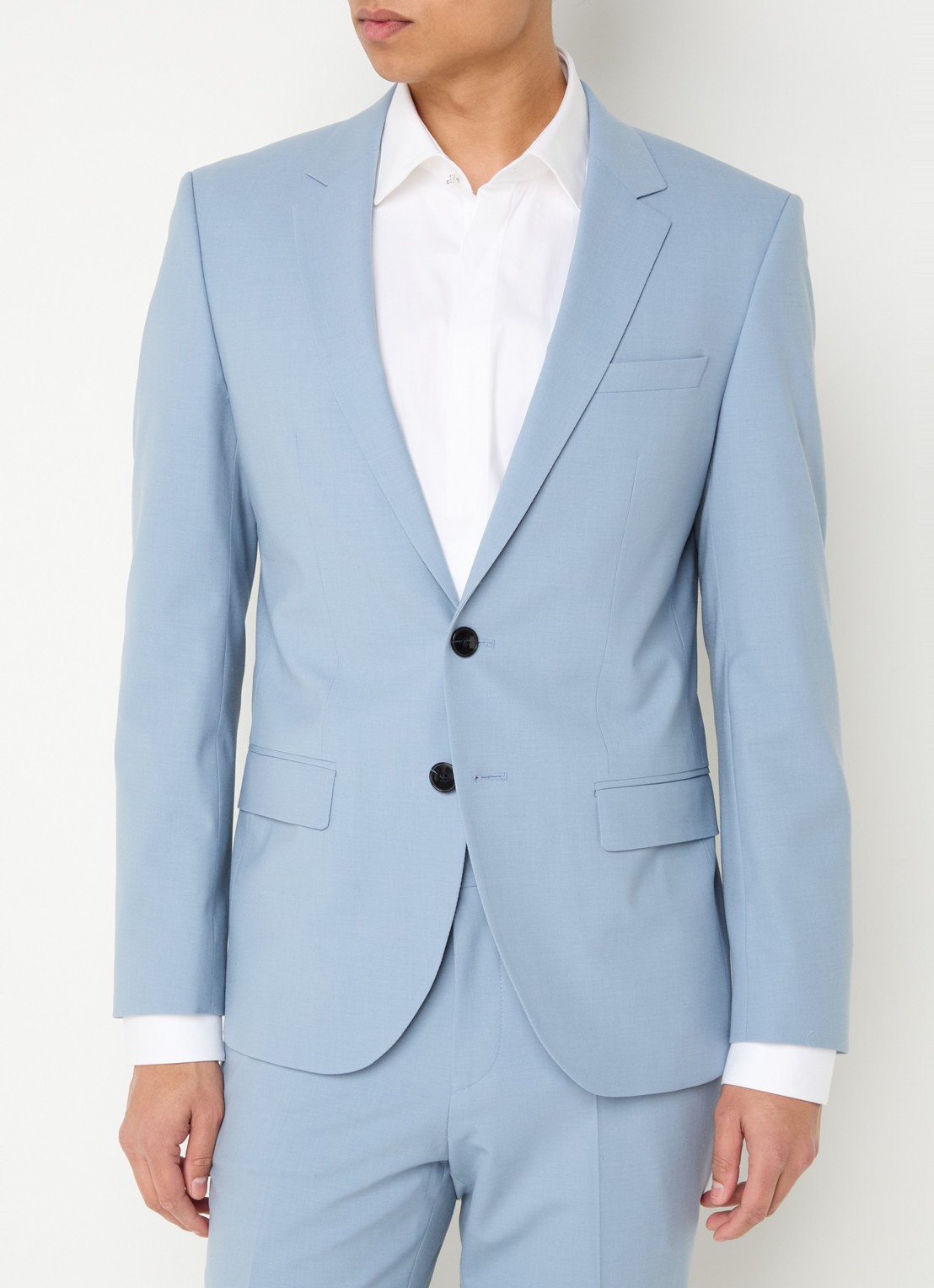 HUGO Slim-fit pak van een wolmix met hoogwaardige stretch - detail 5 blauwgrijs