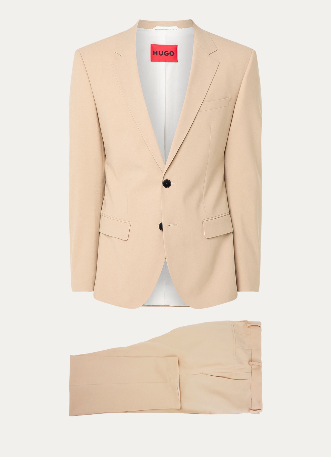HUGO Slim fit Pak Van Een Wolmix Met Hoogwaardige Stretch Beige De hugo-slim-fit-pak-van-een-wolmix-met-hoogwaardige-stretch-beige-de