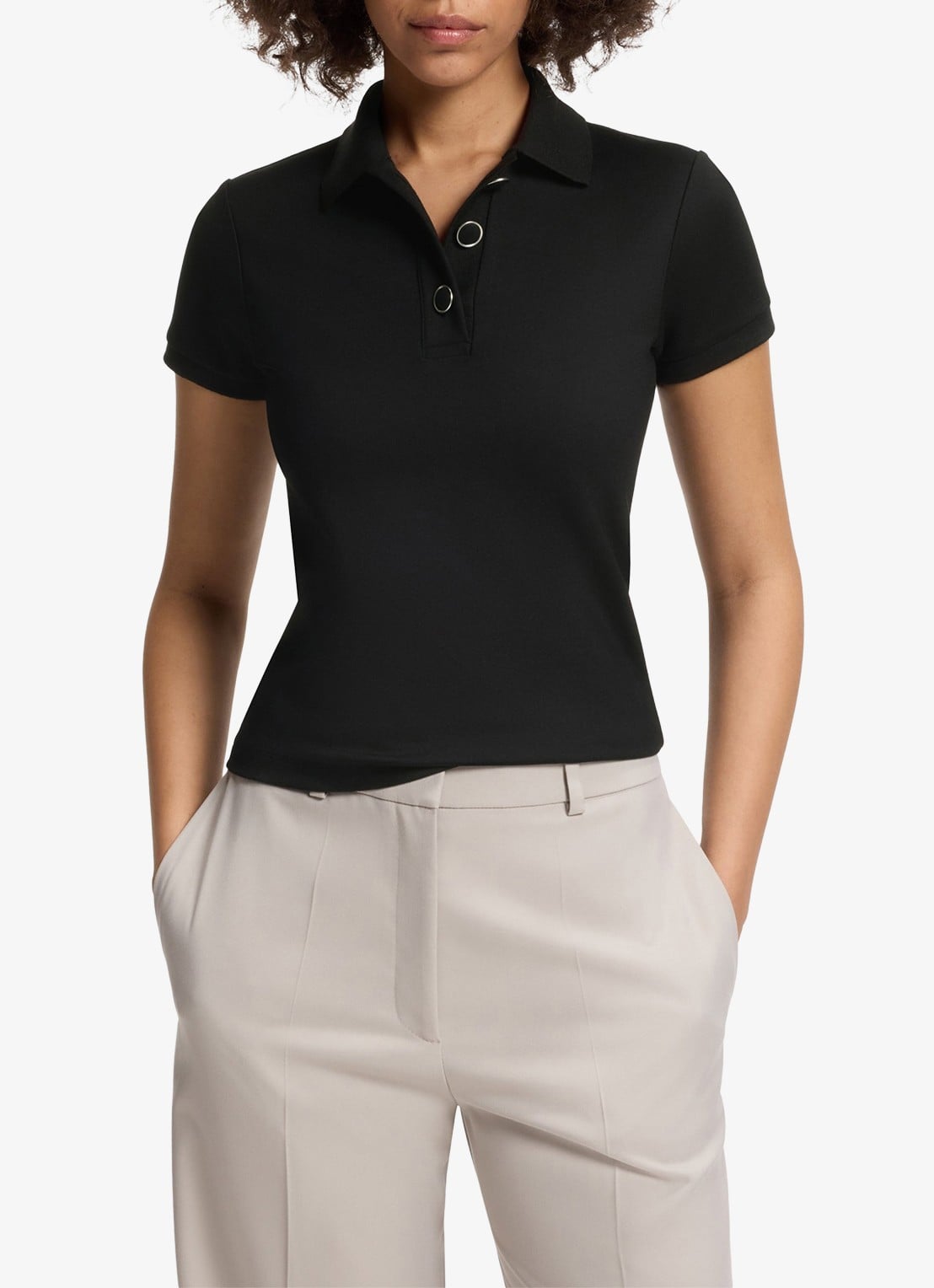 HUGO Slim fit polo met logo - detail 3 zwart