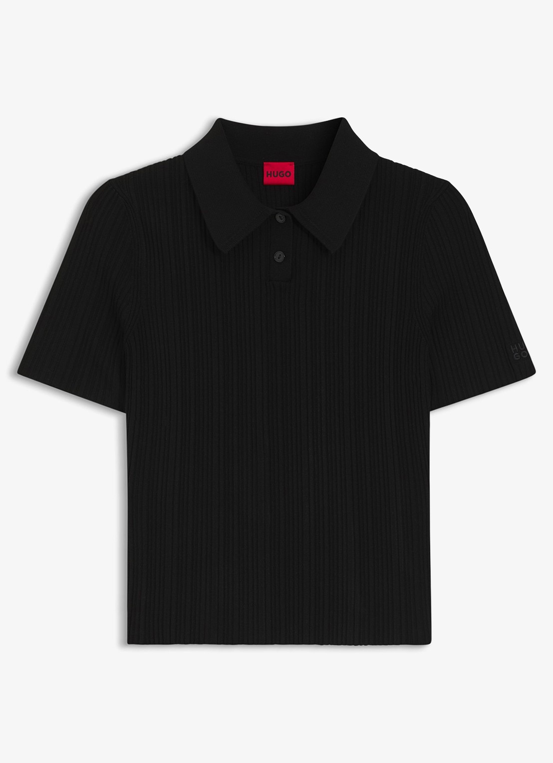 HUGO Slim fit polo met structuur - voorkant 2 zwart