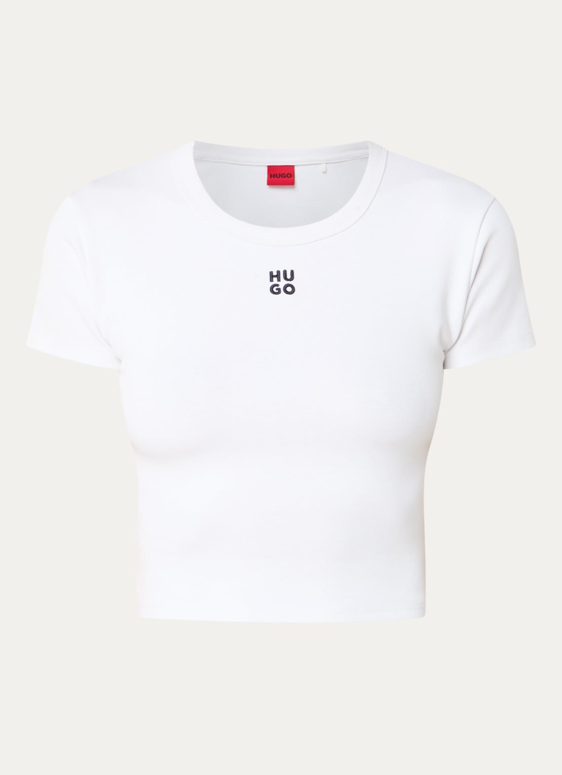 HUGO Slim-fit T-shirt van een katoenmix met logostiksel - voorkant 6 wit