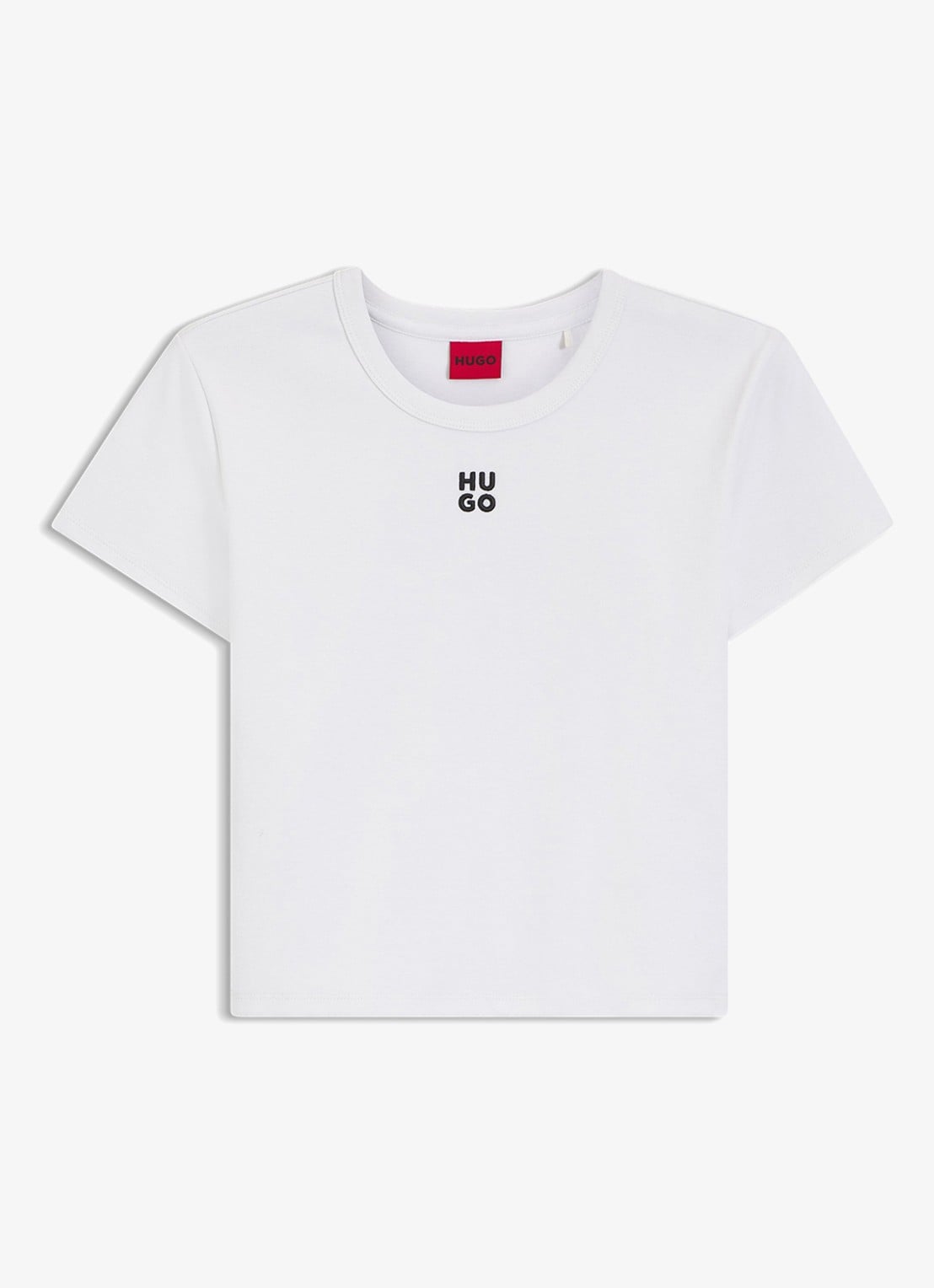 HUGO Slim-fit T-shirt van een katoenmix met logostiksel - voorkant 8 wit