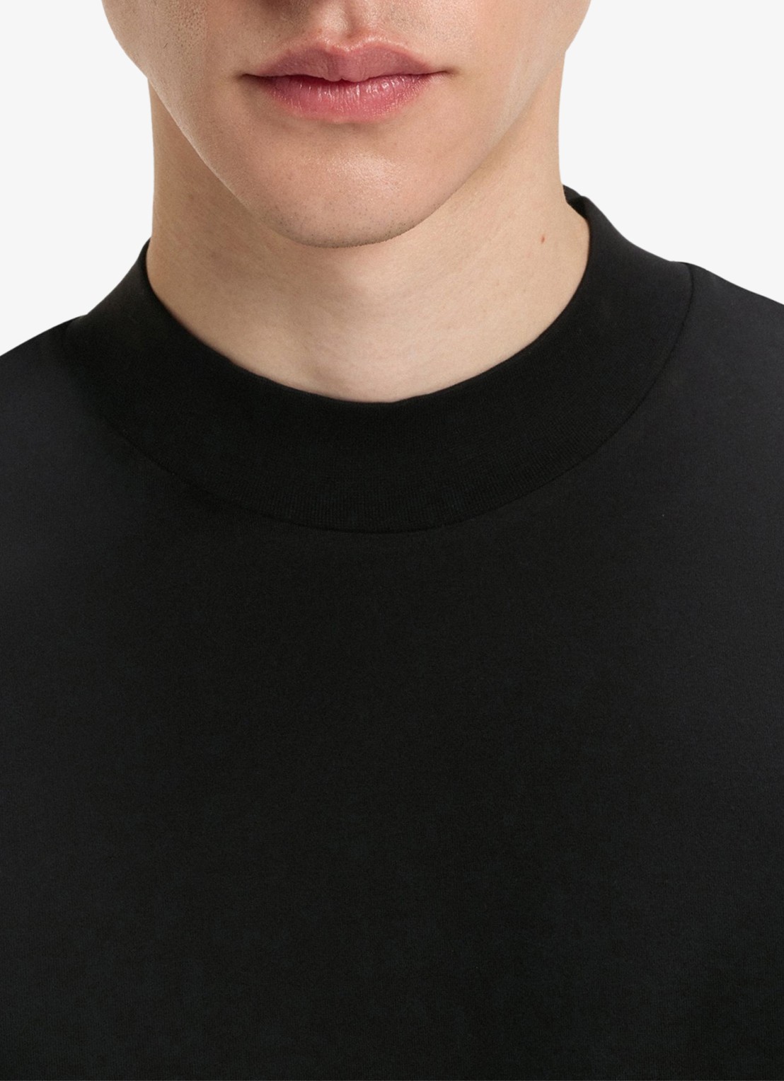 HUGO Slim-fit T-shirt van stretchkatoen met opstaande kraag - detail 3 zwart