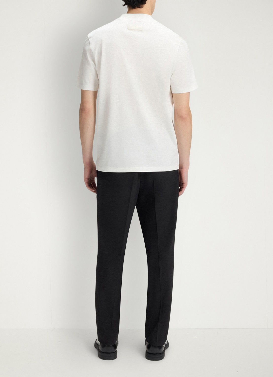 HUGO Slim-fit T-shirt van stretchkatoen met opstaande kraag - achterkant 3 creme