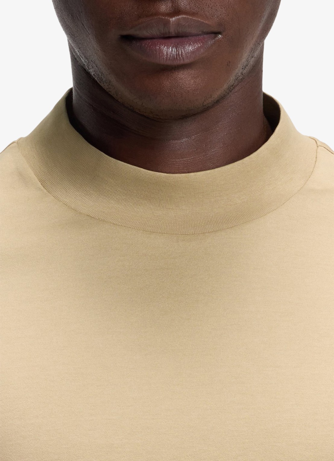 HUGO Slim-fit T-shirt van stretchkatoen met opstaande kraag - detail 3 beige