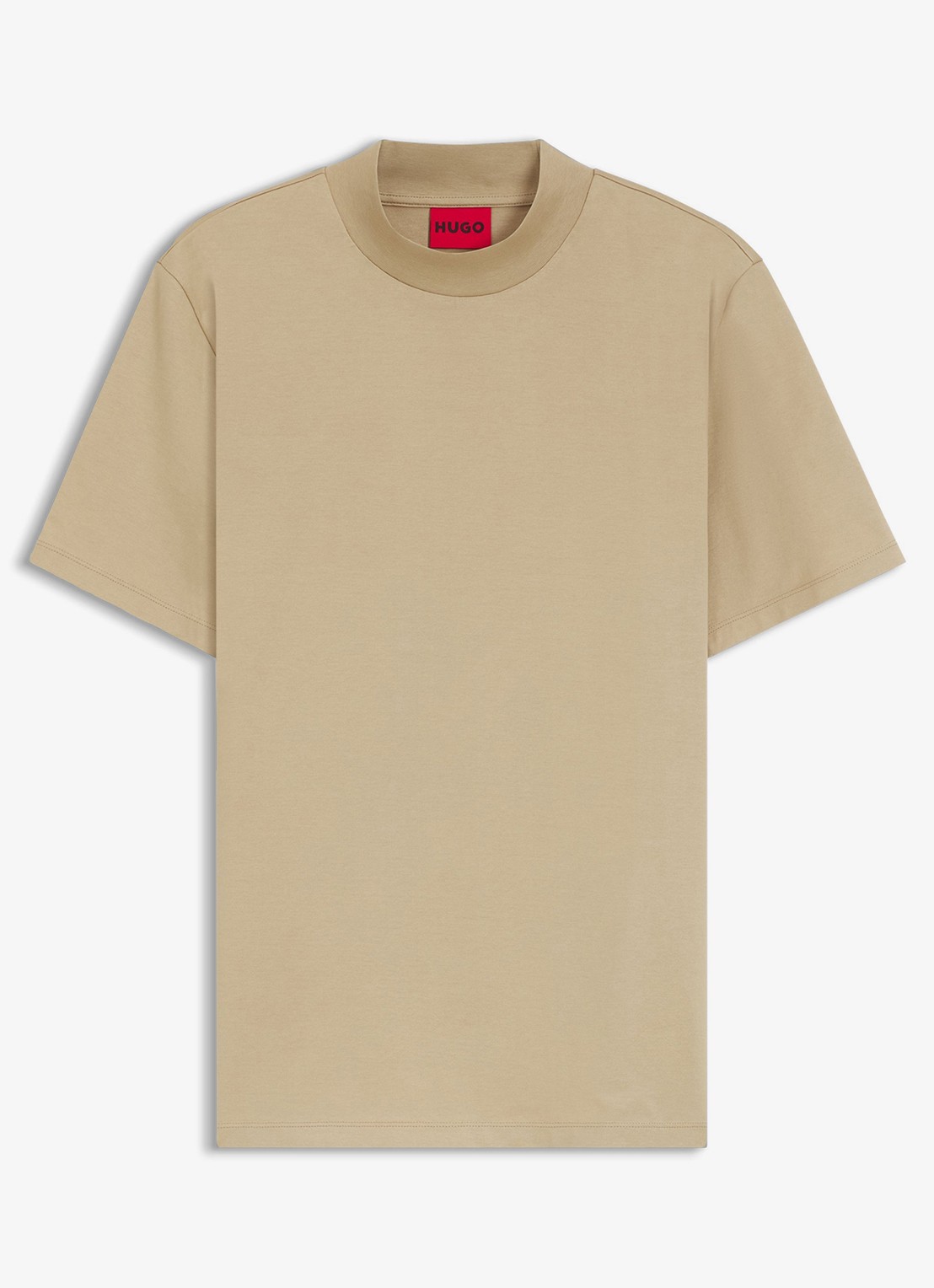 HUGO Slim-fit T-shirt van stretchkatoen met opstaande kraag - voorkant 4 beige