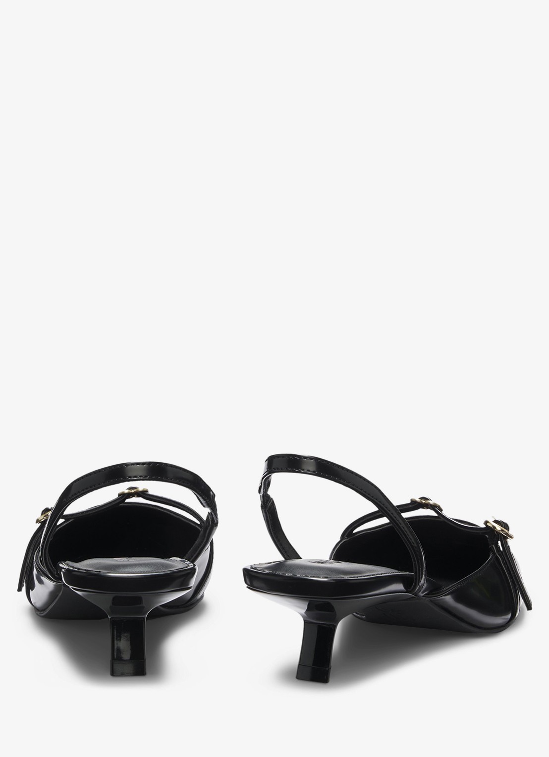 HUGO Slingback van leer met gespdetail - detail zwart