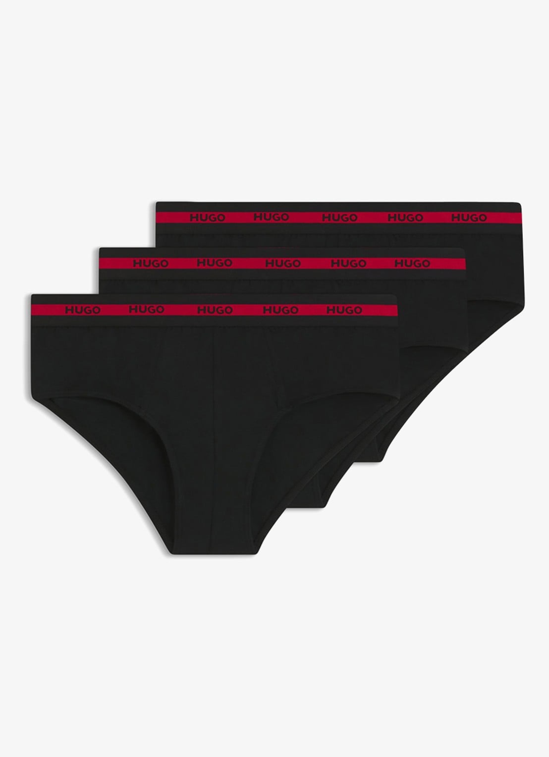 HUGO Slip met logoband in 3-pack - voorkant 2 zwart
