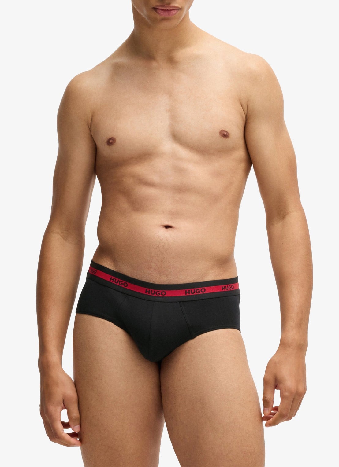 HUGO Slip met logoband in 3-pack - voorkant 3 zwart