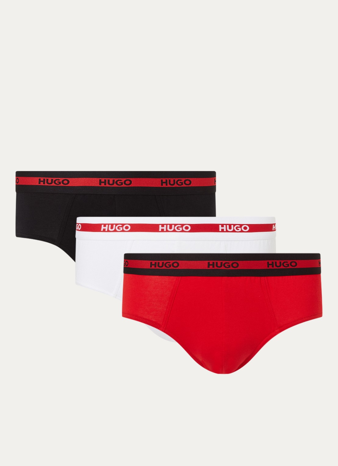HUGO Slip met logoband in 3-pack - voorkant 4 rood