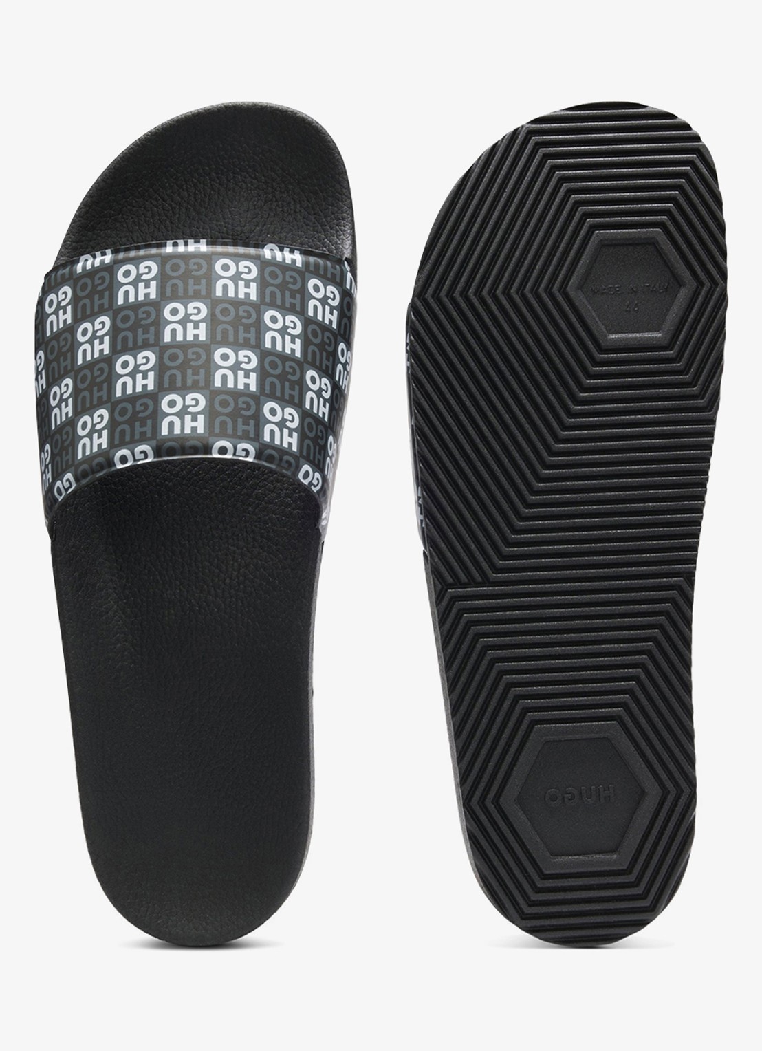 HUGO Slipper met logo - achterkant 2 zwart