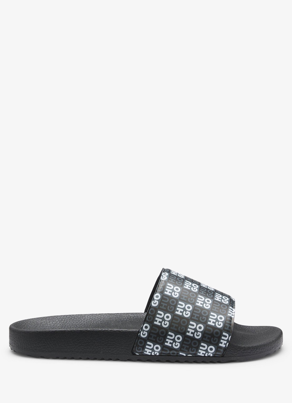 HUGO Slipper met logo - voorkant 3 zwart