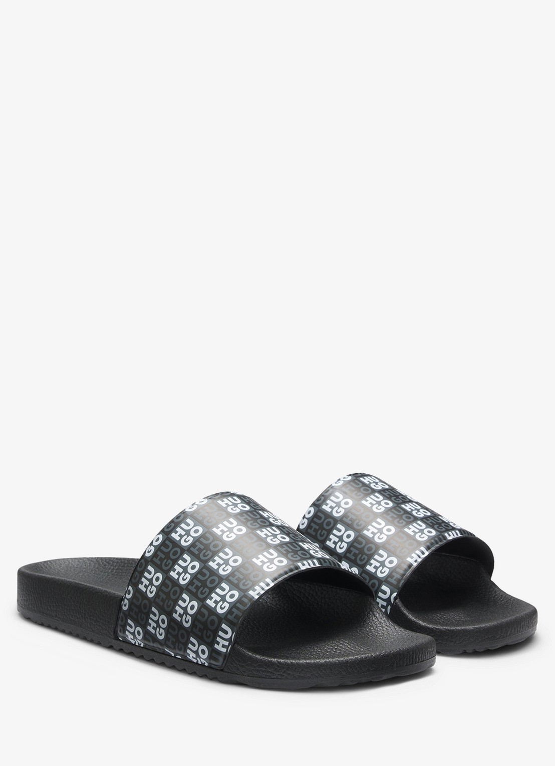 HUGO Slipper met logo - voorkant 4 zwart