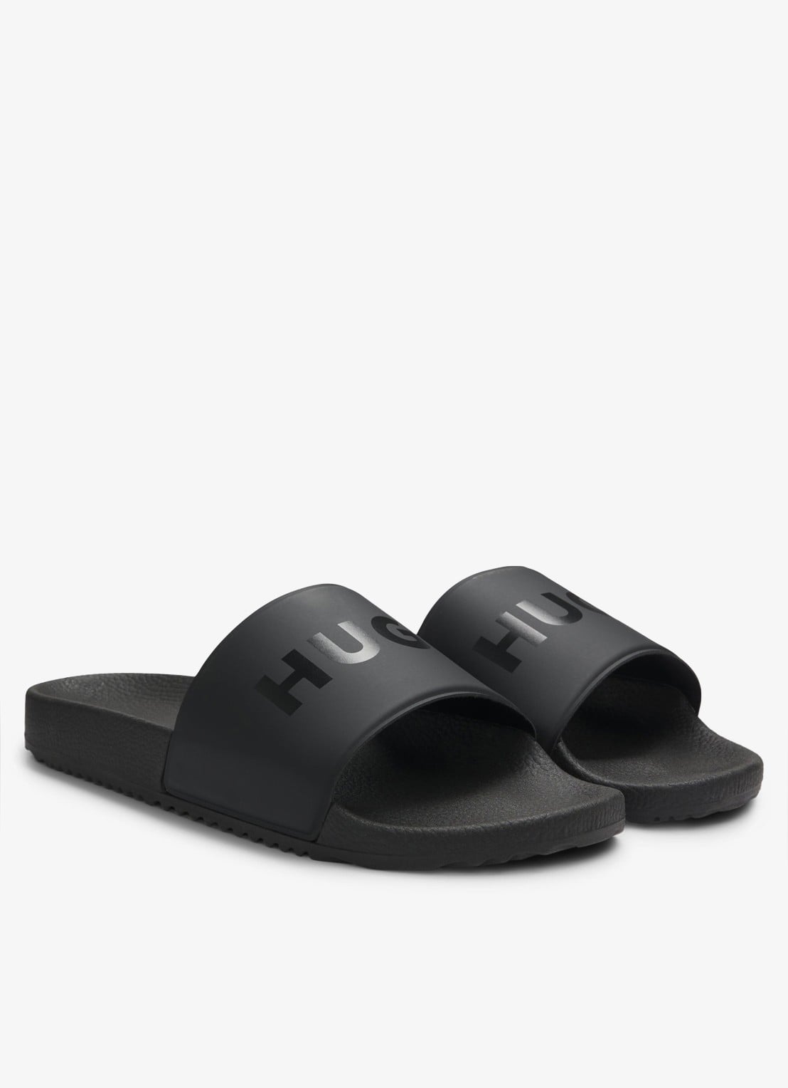 HUGO Slipper met logo - voorkant 2 zwart