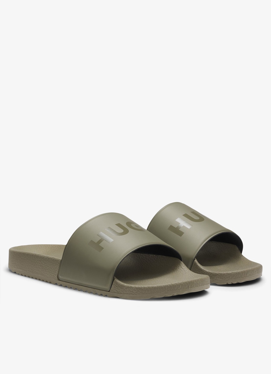 HUGO Slipper met logo - voorkant 5 bronsgroen