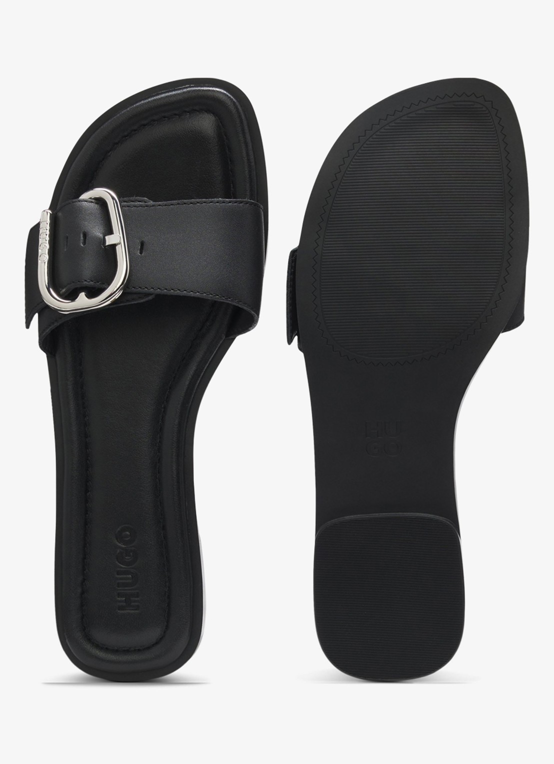HUGO Slippers met gesp - achterkant 3 black-001 / zwart