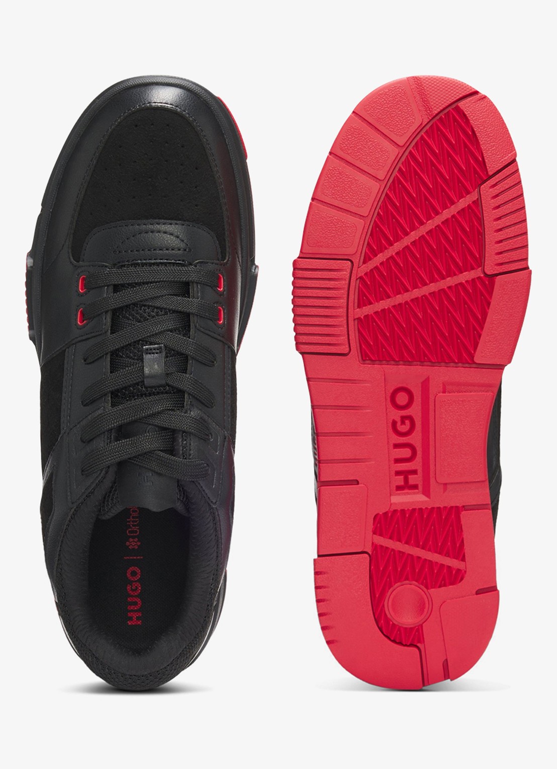 HUGO Sneaker met details van mesh  - achterkant 3 zwart