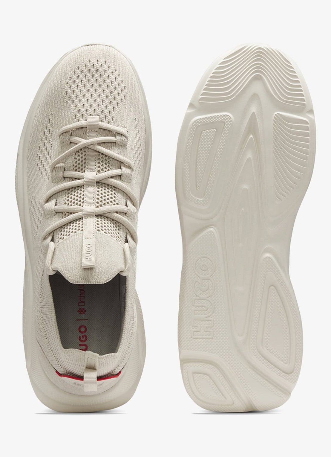 HUGO Sneaker met gebreid bovenwerk - detail 3 beige