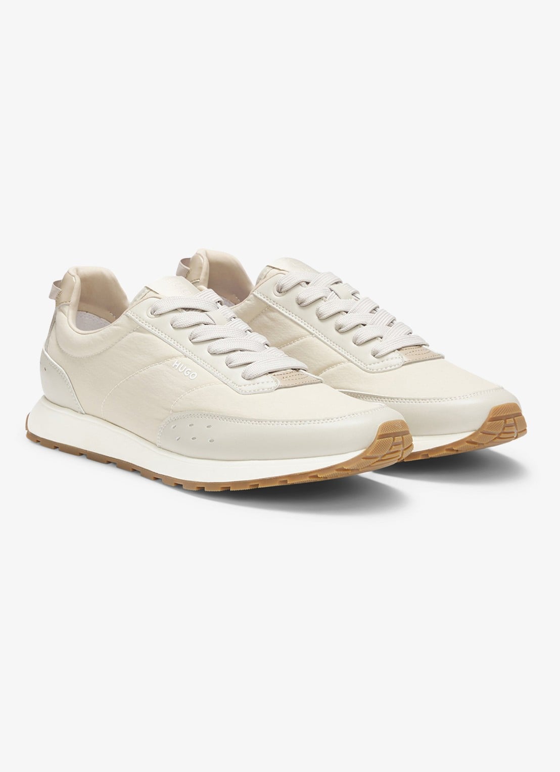 HUGO Sneaker met logo  - voorkant 4 beige